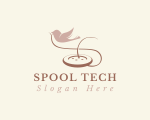 Spool - Button Sewing Thread Bird logo design