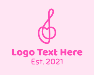 Music Store - Minimalist Heart Note logo design