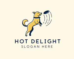 Playing Dog Frisbee logo design