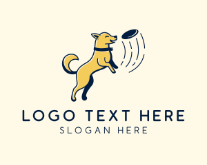 Orange Wolf - Playing Dog Frisbee logo design