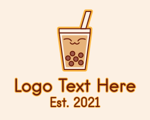Straw - Happy Bubble Tea logo design