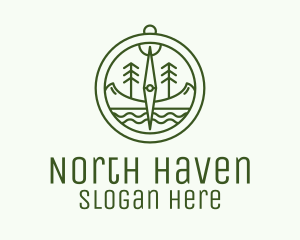 North - Green Compass Nature Outdoors logo design