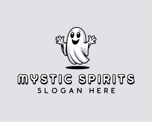 Paranormal - Smiling Scary Ghost logo design