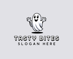 Spooky - Smiling Scary Ghost logo design
