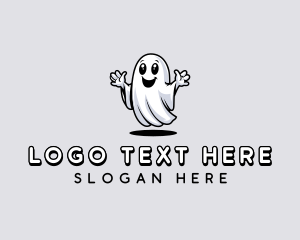 Paranormal - Smiling Scary Ghost logo design