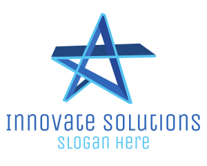 Three-dimensional - 3D Blue Star logo design