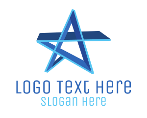 Hollywood - 3D Blue Star logo design