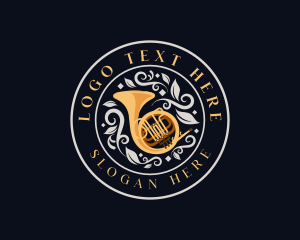 Badge - Musical French Horn logo design