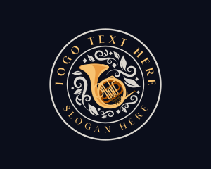 Brass Instrument - Musical French Horn logo design
