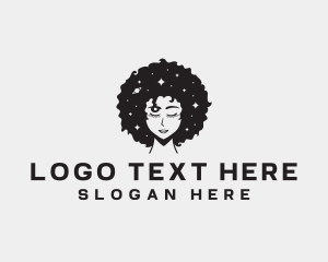 Hairstyle - Afro Woman Outerspace logo design