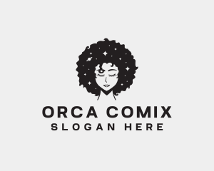 Hairstyle - Afro Woman Outerspace logo design