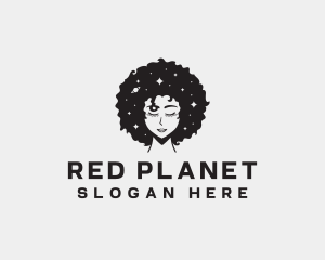 Afro Woman Outerspace logo design