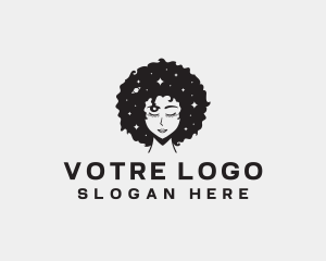 Makeup - Afro Woman Outerspace logo design
