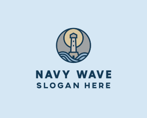 Navy - Coast Lighthouse Tower logo design