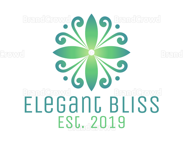 Stylish Green Flower Logo