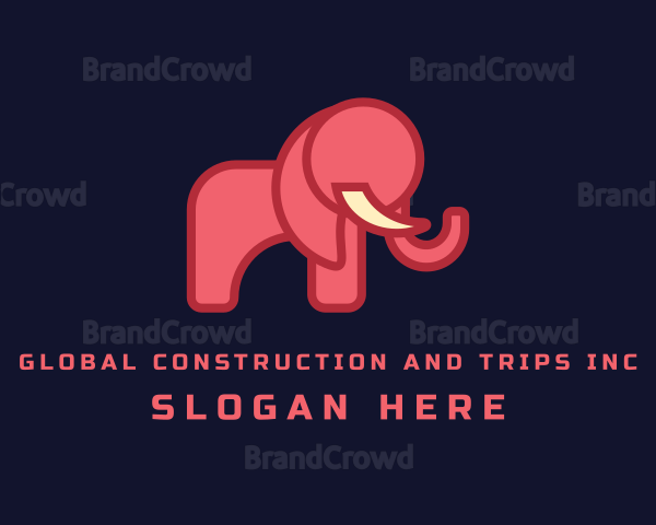 Geometric Pink Elephant Logo