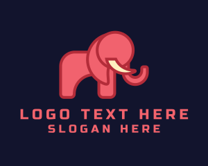 Baby Elephant - Geometric Pink Elephant logo design