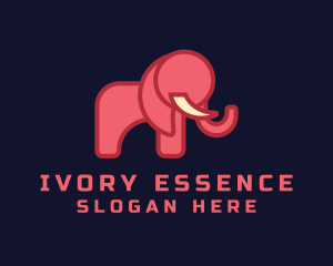 Ivory - Geometric Pink Elephant logo design