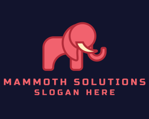 Mammoth - Geometric Pink Elephant logo design