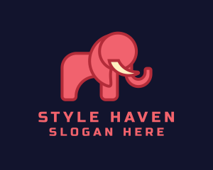 Baby Elephant - Geometric Pink Elephant logo design