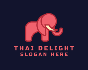 Thailand - Geometric Pink Elephant logo design