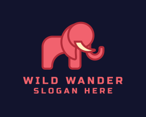 Geometric Pink Elephant logo design