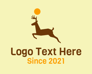 Horns - Brown Running Deer logo design