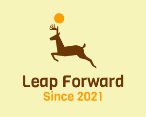 Jumping - Brown Running Deer logo design