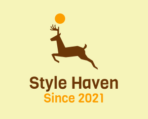 Moose - Brown Running Deer logo design