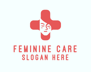 Gynecology - Medical Cross Woman logo design