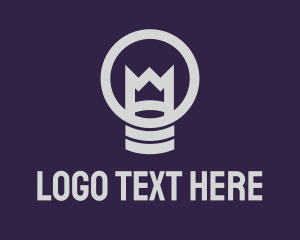 Idea - King Lamp Light Bulb logo design