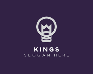 King Lamp Light Bulb logo design