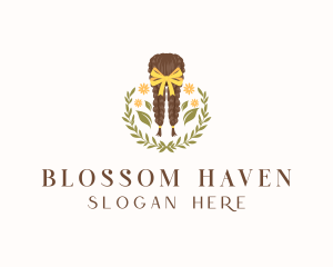 Flowers - Floral Ribbon Braid Hair logo design