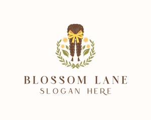 Flowers - Floral Ribbon Braid Hair logo design