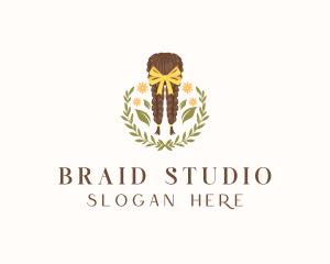 Braid - Floral Ribbon Braid Hair logo design
