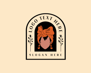 Earrings - Beauty Ribbon Woman logo design