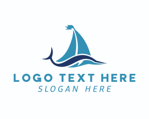 Boat - Sailboat Fish Wave logo design