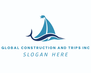 Travel - Sailboat Fish Wave logo design