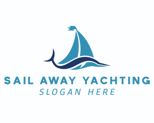 Sailboat Fish Wave logo design