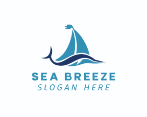 Sailboat - Sailboat Fish Wave logo design