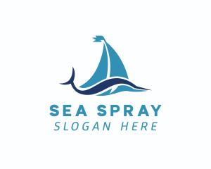 Sailboat Fish Wave logo design