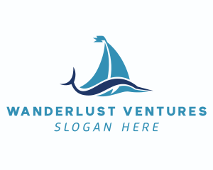 Sailboat Fish Wave logo design