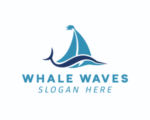 Sailboat Fish Wave logo design