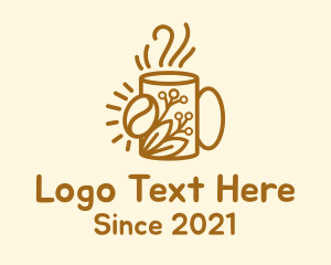 Minimal - Organic Leaf Coffee Cup logo design