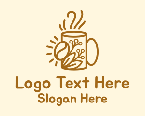 Organic Leaf Coffee Cup Logo