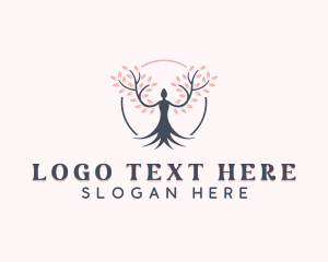 Yoga - Beauty Woman Tree logo design