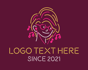 Girl - Neon Earphones Teen logo design