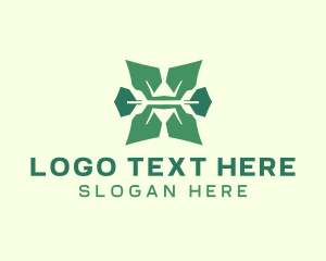 Vine - Organic Green Letter X logo design