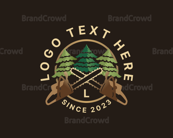 Tree Chainsaw Logging Logo