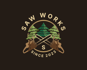 Pine Chainsaw Logging logo design